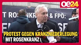 Protest gegen Kranzniederlegung mit Rosenkranz [upl. by Bartholomeo]