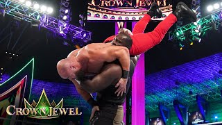 Omos slams Braun Strowman with ease WWE Crown Jewel WWE Network Exclusive [upl. by Magdalena792]