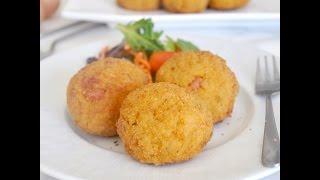 Italian Arancini with Ham and Mozzarella Cheese by Cooking with Manuela [upl. by Yecats]