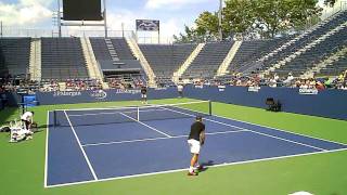 Monfils amp Wawrinka practice set Aug 2011 Part 1 [upl. by Lahpos]