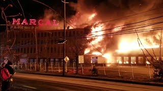 P2  Fire Apocalypse HISTORIC MARCAL PAPER FACTORY INFERNO W COLLAPSE ELMWOOD PARK NJ 13019 [upl. by Navek914]