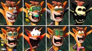 Crash Bandicoot  All Skins amp Costumes N Sane Trilogy [upl. by Anoif]