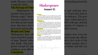 Shakespeare Sonnet12 Instant Essay for Exam success drrajalakshmialagumalaisimple summaryviral [upl. by Aztiram]