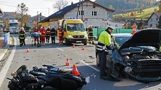 Dopravní nehoda se zraněním střet motocyklisty s vozidlem  Hradec  Kajlovec  19102013  1435 [upl. by Eeloj586]