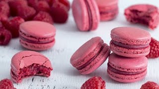 Raspberry Macarons  Italian Meringue Method [upl. by Aicssej]