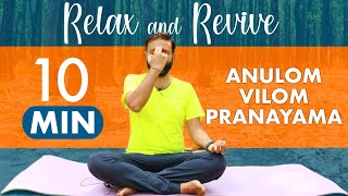 10 Min Anulom Vilom Pranayama  10 Minute Guided Meditation amp Pranayama  Yoga for Beginners [upl. by Shaw]