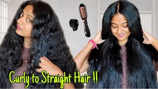 Curly To Straight Hair using UrbanYog 3 in 1 Hot Airbrush Amazon finds How to straight Curly Hair [upl. by Eimiaj]