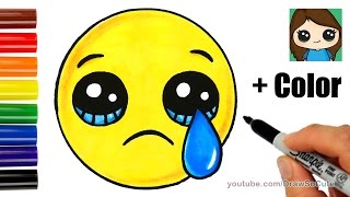 How to Draw a Sad Face Emoji Easy with Coloring [upl. by Fax]