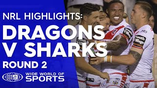 NRL Highlights Cronulla Sharks v St George Illawarra Dragons – Round 2 [upl. by Renaud]