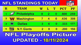 NFL playoffs picture  NFL standings 2024  nfl standings today 18112024 [upl. by Edmund]