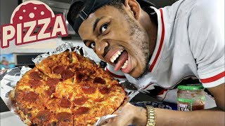 PIZZA MUKBANG DISCUSSING HATERS AM I QUITTING YOUTUBE ETC [upl. by Bob703]