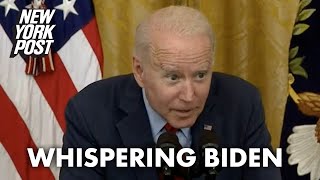 Biden whispers repeatedly during ‘really creepy’ QampA  New York Post [upl. by Lordan]