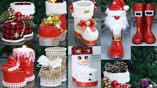 DIY Festive Santa Boots with Your Own Hands  Simple Shoes Decoration [upl. by Nnaeirb]