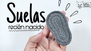 SUELAS A CROCHET  Recién Nacido  paso paso  fácil y rápida [upl. by Nidya]