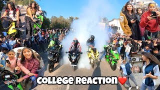 First Day in College with My Kawasaki Z900  Cute Girl Reaction  College Reaction z900 kawasaki [upl. by Yarazed]