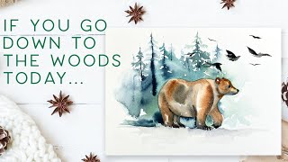 Easy Watercolour Bear In the Forest [upl. by Bow]