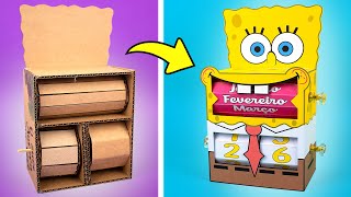 💛Calendário de Mesa com Papelão🧽Bob Esponja🧽 Decoração fácil para Escritório  Como fazer [upl. by Bowles]