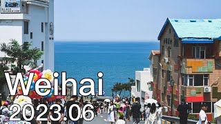 Street Walking Tour in China  4K  Weihai  Walking Along The Coastline [upl. by Alderman]