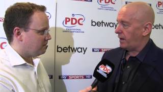 PDC EXCLUSIVE  The Voices Bob Blakeley visits the Betway Premier League Darts [upl. by Jaffe]