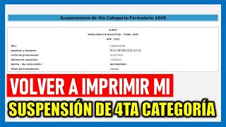 Cómo recuperar mi Suspensión de Cuarta Categoría 2023 Volver a imprimir Suspensión de Cuarta SUNAT [upl. by Nnateragram792]