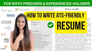 How to write an ATS Resume  For Freshers amp Experienced People StepbyStep Tutorial [upl. by Jorry395]