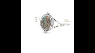 Genuine Boulder Turquoise Sterling Silver Navajo Bracelet [upl. by Elatan]