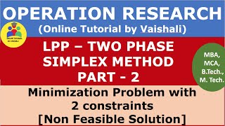 Two Phase Simplex Method Minimization Problem In LPP  Operation Research  Part 2 [upl. by Ebbie378]