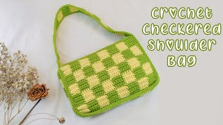 Easy Crochet Checkerboard Shoulder Bag Tutorial  Chenda DIY [upl. by Llertnahs]