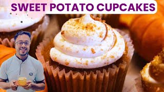 Amazing Sweet Potato Cupcakes  How to Make Sweet Potato Pie Cupcakes [upl. by Johppah]