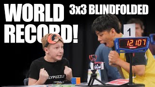 World Record Blindfolded 3x3 Rubiks Cube Solve Former  1210  Charlie Eggins [upl. by Anole]