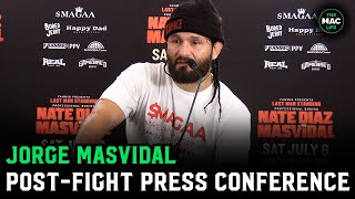 Jorge Masvidal on Nate Diaz loss “8 rounds to 2 is fg nuts”  Post Fight Press Conference [upl. by Airdnassac12]