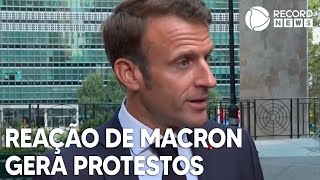 Macron determina retorno de petroleiros ao serviço e reação de presidente francês gera protestos [upl. by Nylrehc]