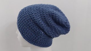 How to Crochet Slouchy Beanie for menSimple and Easy for Beginner [upl. by Yenaled]