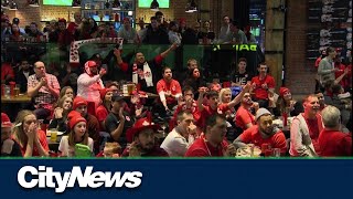 Canadian soccer fans come together during second World Cup game [upl. by Westleigh]