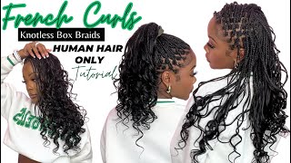 HOW TO LOOSE WAVE BULK HUMAN HAIR KNOTLESS BOX BRAIDS  SMALLish  FT YWIGS HAIR  STYLES [upl. by Meenen]