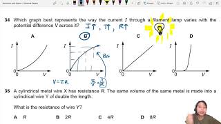 MJ20 P11 Q34 IV Curve of Filament Lamp  MayJune 2020  CIE A Level 9702 Physics [upl. by Hedve]