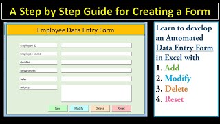 How to Create a Data Entry Form in Excel With Add Modify Delete and Reset Stepbystep Guide [upl. by Ingra559]