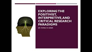 Exploring the Positivist Interpretive and Critical Research Paradigms [upl. by Afrikah]