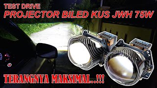 Test Drive Projector Biled KUS JWH 6575W Lensa 3quot Bluelens [upl. by Lissak448]