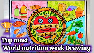 National Nutrition Week Poster drawing World Food Day drawing Healthy Diet chart DrawingFood chat [upl. by Kralc239]