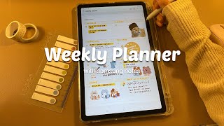 ASMR Weekly Planner  Samsung Notes Plan with me  Free Template  Stickers [upl. by Nowahs]