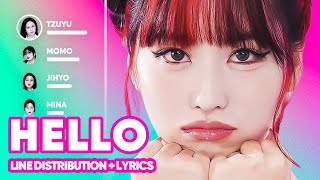 TWICE  HELLO Line Distribution  Lyrics Karaoke PATREON REQUESTED [upl. by Obbard657]