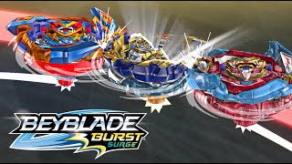 beyblade burst surge  mirage fafnir broken free vs valt vs aiga [upl. by Ahola]