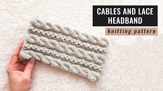 How to knit a headband with cables and lace  Knitting tutorial [upl. by Yengac826]