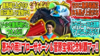 『恵みの雨‼ブローザホーン＆菅原宝塚記念制覇アァ‼』に対するみんなの反応【競馬の反応集】 [upl. by Gunar]