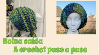 Boina caida a crochet paso a paso tutorial [upl. by Eenal]