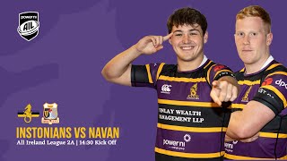 LIVE Instonians vs Navan  All Ireland League 2A Rugby [upl. by Anauqahs]