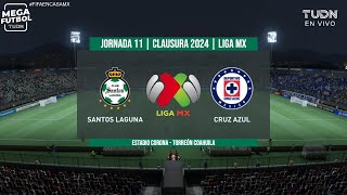 Santos vs Cruz Azul  Jornada 11 LIGA BBVA MX  Clausura 2024 FIFA22 [upl. by Yahska]