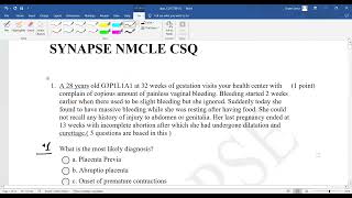 SYNAPSE NMCLE CSQ RECALL PAST QUESTION [upl. by Eidnak724]