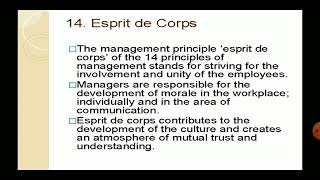 Esprit de corps  General Principle of Management [upl. by Atirrehs927]